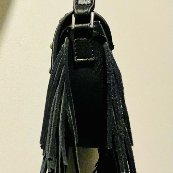 Zara Limited Edition Black Leather Fringed Crossbody Bag New With Tags - Picture 7 of 7